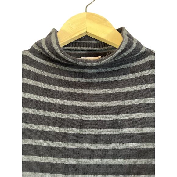 Chico's Zenergy Sweater Tank Medium Black Striped Cotton Blend Mock Neck Tunic - Picture 3 of 8